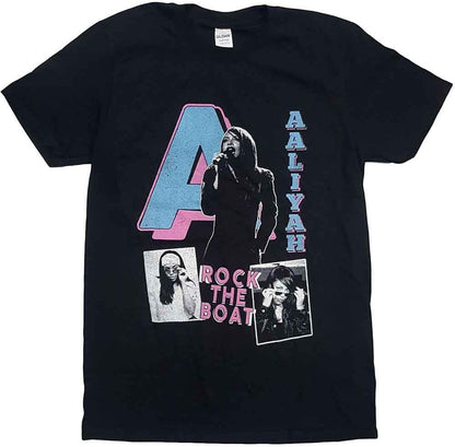 Aaliyah Unisex T-Shirt: Rock The Boat (Black) Size XL