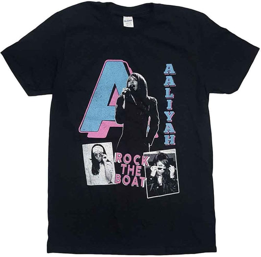 Aaliyah Unisex T-Shirt: Rock The Boat (Black) Size XL
