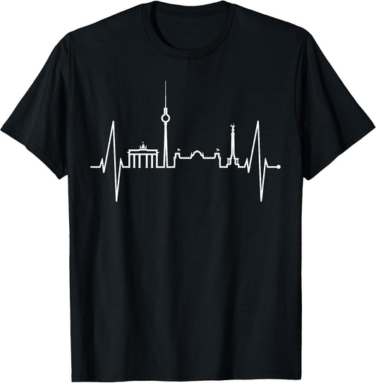 Berlin Skyline German Heartbeat Germany Fan I Love Berlin T-Shirt