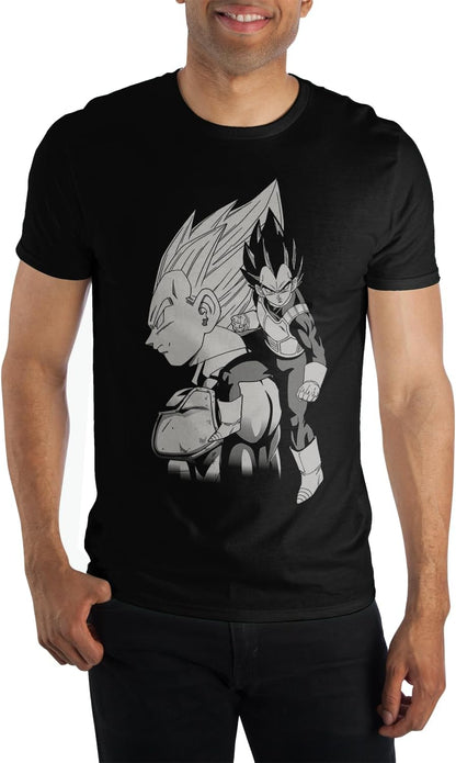 Dragon Ball Z Vegeta Black and White Character Art Men's Black T-Shirt