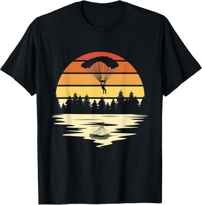 Parachuting Retro Sunset Skydiving Parachuting Skydiver T-Shirt