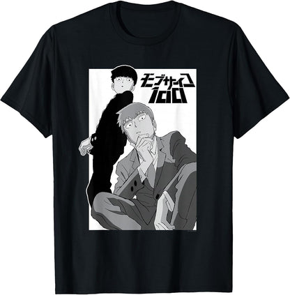 Mob Psycho 100 Black and White Shigeo and Arataka Anime T-Shirt