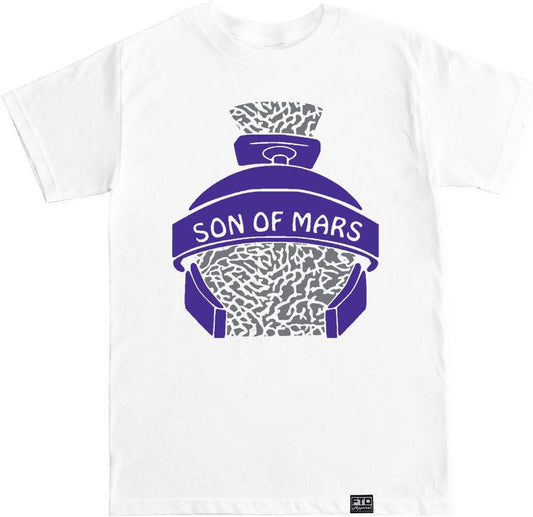 FTD Apparel Men's Son of Mars Purple Helmet Gray Cement Face White T Shirt