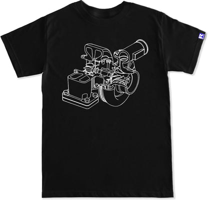 FTD Apparel Men's Turbo Outline Black T Shirt