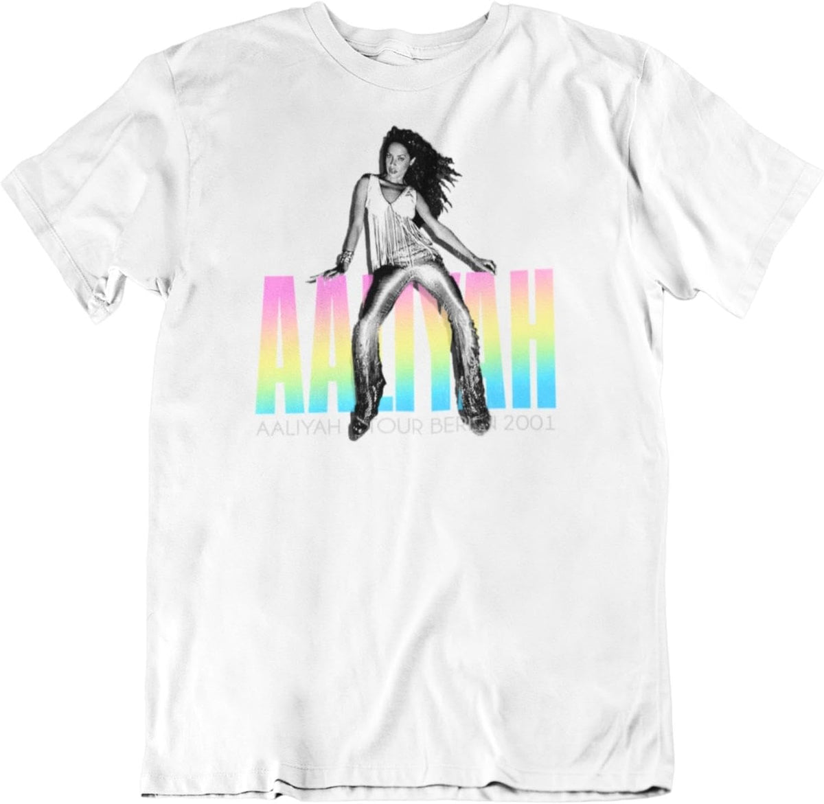 2Bhip Aaliyah Princess of R&B Singer Photo Graphic T Shirt White | Officially Licensed Aaliyah Merch, 100% Cotton Crewneck Tee, Unisex Men Women, Short Sleeve, R&B Music Graphic, Photo Print
