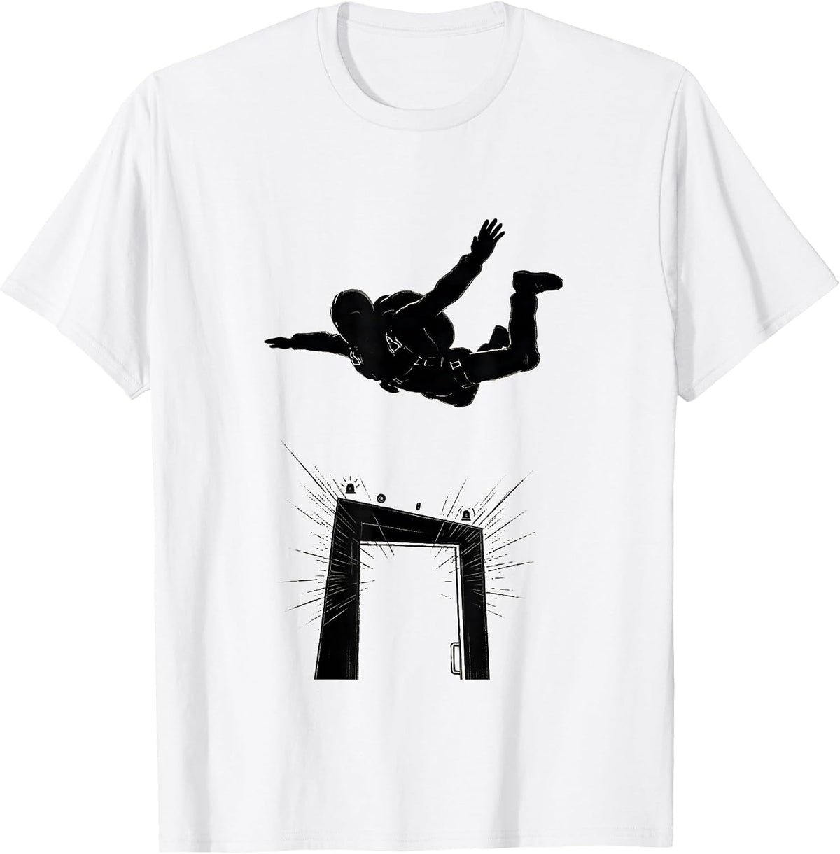 Skydiver Silhouette Funny Skydiving Enthusiast Humor T-Shirt