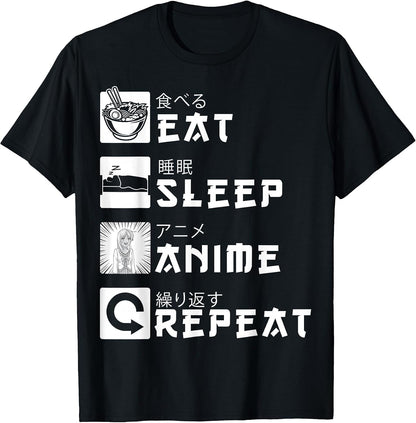 Eat Sleep Anime Repeat Kawaii Otaku Manga Anime T-Shirt