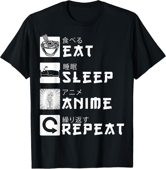Eat Sleep Anime Repeat Kawaii Otaku Manga Anime T-Shirt