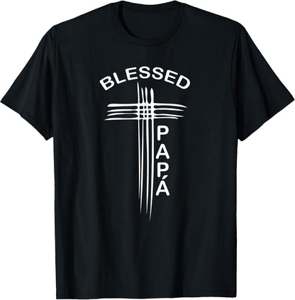 Blessed Papa Spanish Dad Christian Cross T-Shirt