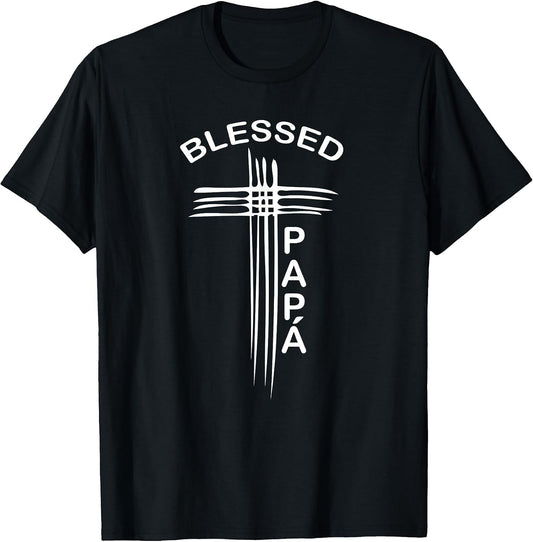 Blessed Papa Spanish Dad Christian Cross T-Shirt