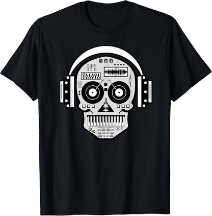 Sugarskull DJ Table Shirt Skull Disc Jockey Headphones T-Shirt