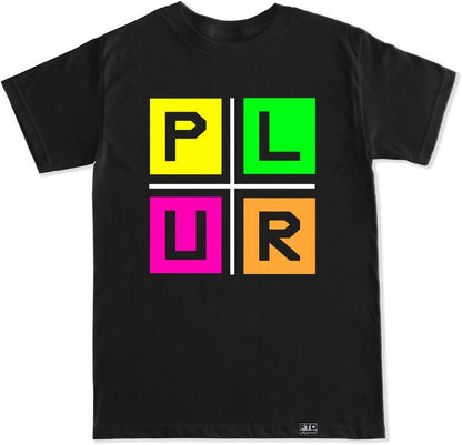 FTD Apparel Men's Plur Neon Blocks EDM Concert T Shirt