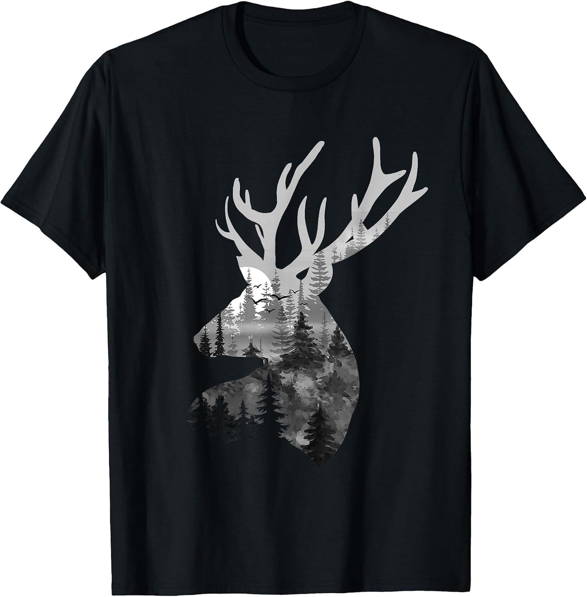 Silhouette Buck Deer Artwork - Forest Wildlife Animal Lover T-Shirt