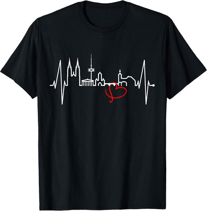 Regensburg Skyline Heartbeat German Heart I Love Regensburg T-Shirt
