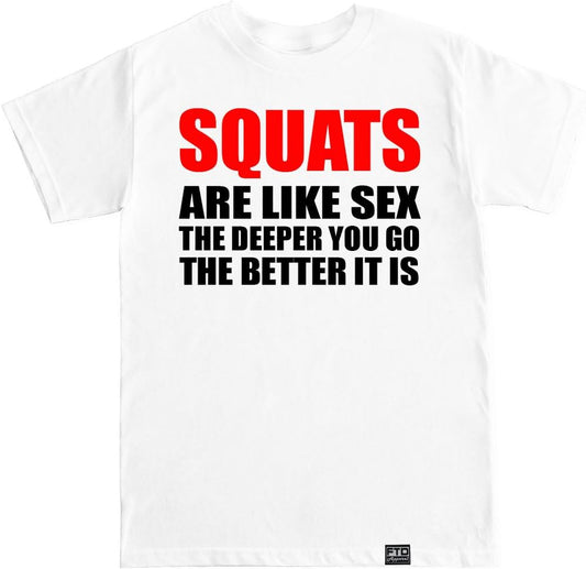 FTD Apparel Men's Squats are Like Sex Funny Gym Motivation T Shirt
