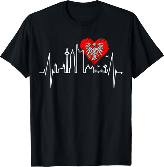Frankfurt Skyline Heartbeat German I Love Frankfurt Am Main T-Shirt