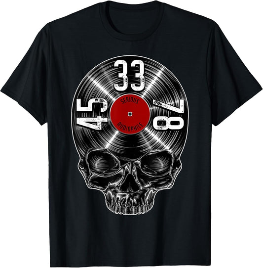 33 45 78 RPM Vinyl Record Collector Retro Vintage Skull T-Shirt