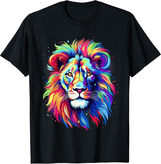 Colorful Lion Spirit Animal Multicolor Art Leo Lion T-Shirt
