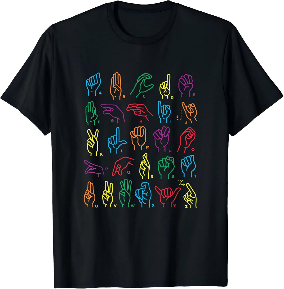 American Sign Language Alphabet Hands ASL ABC Deaf Awareness T-Shirt