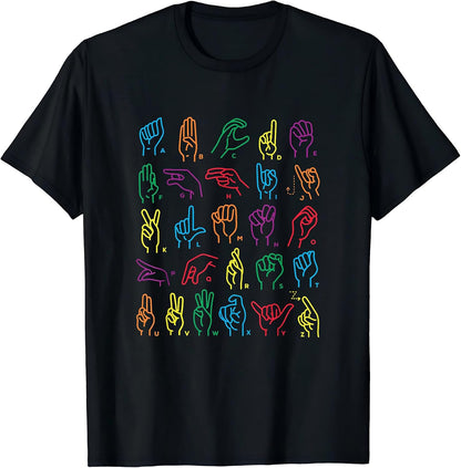 American Sign Language Alphabet Hands ASL ABC Deaf Awareness T-Shirt