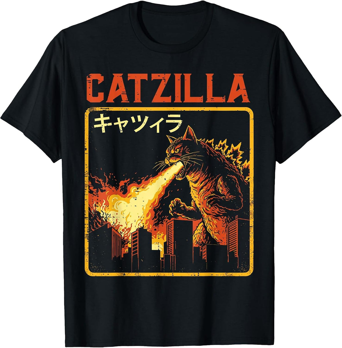 Catzilla Cat Monster Funny Japanese Parody Women Men Kids T-Shirt