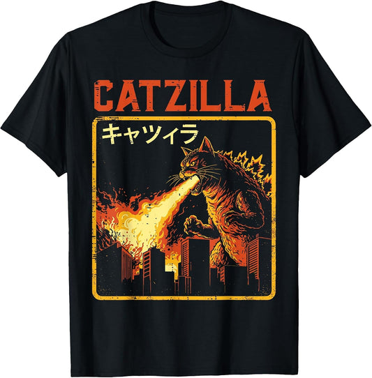 Catzilla Cat Monster Funny Japanese Parody Women Men Kids T-Shirt