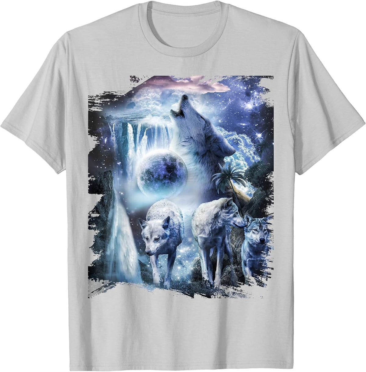 Tropical Wolves Wolf Howling At Moon T-Shirt