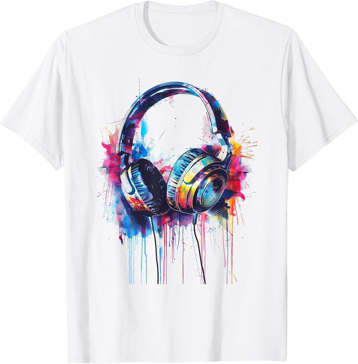 Headphones Music DJ Beatmaker Techno Splash House Music EDM T-Shirt