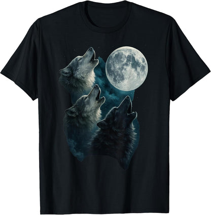 Three Wolves Howling At The Moon 3 Wolf Moon T-Shirt