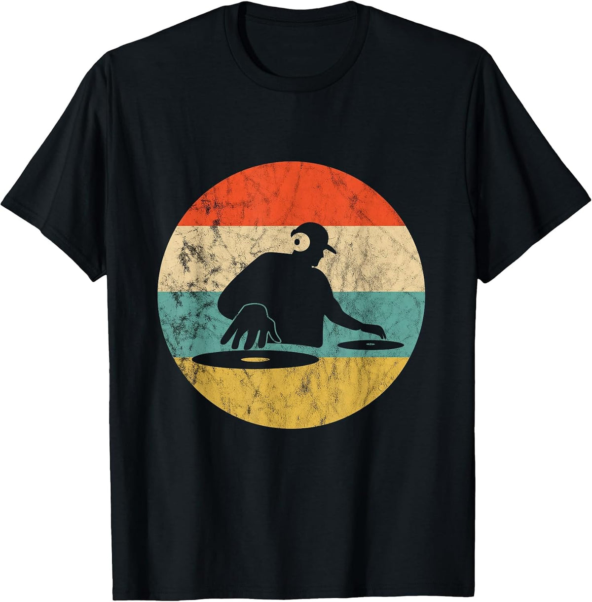 Turntable Beatmaker EDM Techno DJ Disc Retro Vintage Sunset T-Shirt