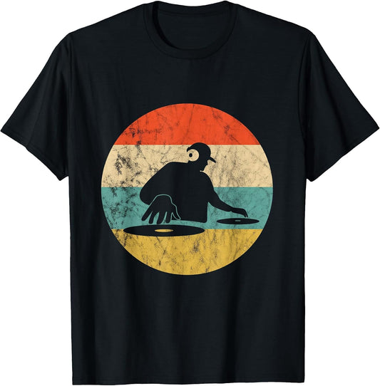 Turntable Beatmaker EDM Techno DJ Disc Retro Vintage Sunset T-Shirt