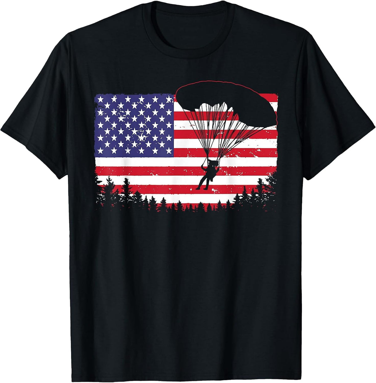 Cool Skydiving Art Men Women Skydiver American Flag Skydive T-Shirt
