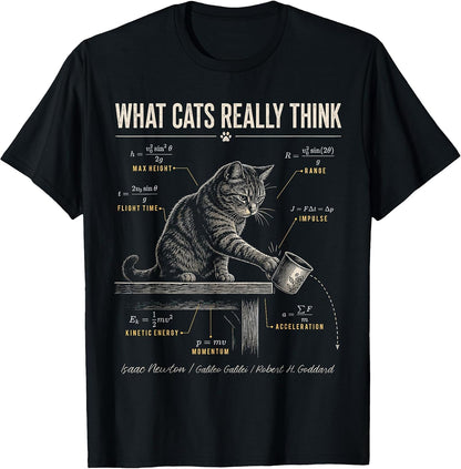 Funny Cat Physics Humor Design What Cats Really Think T-Shirt