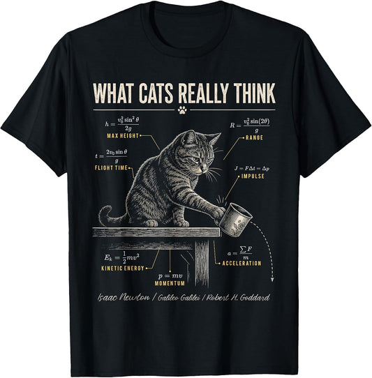 Funny Cat Physics Humor Design What Cats Really Think T-Shirt