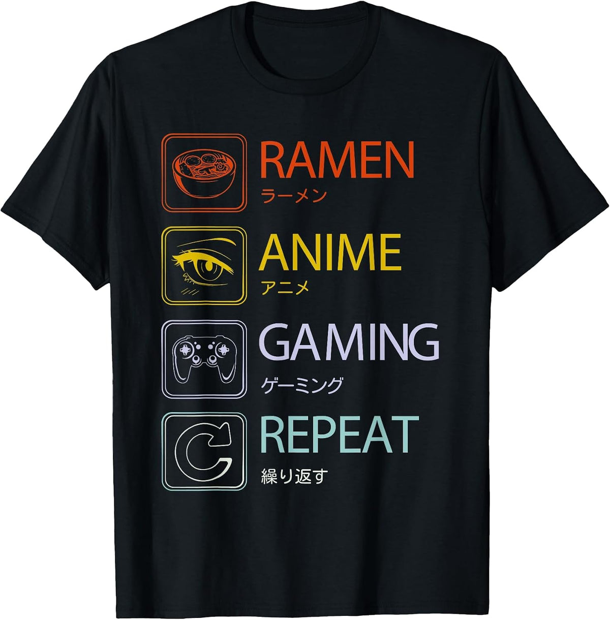 Ramen Anime Gaming Repeat Anime and Gaming Routine T-Shirt