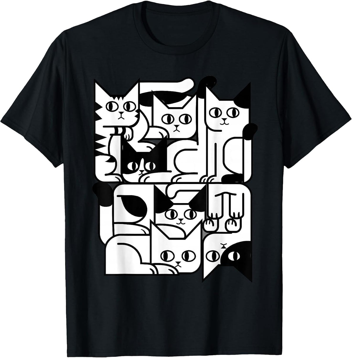 Geometric Cat Silhouette Abstract Kitten Classic Cute Cat T-Shirt