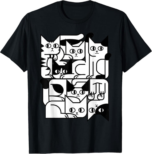 Geometric Cat Silhouette Abstract Kitten Classic Cute Cat T-Shirt