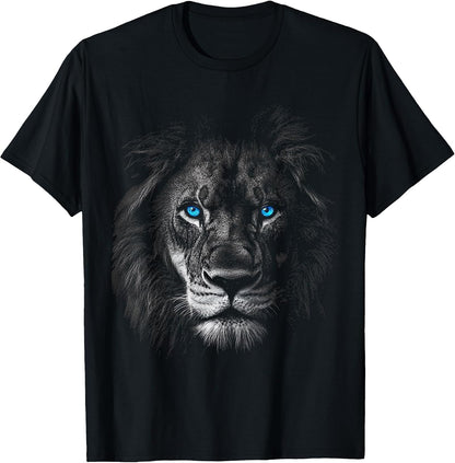 Lion Animal Motif Blue Eyes Artwork Lion T-Shirt