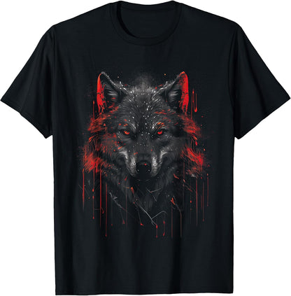 Wolf Dark Lone Moon Savage Mythical Wild Art T-Shirt