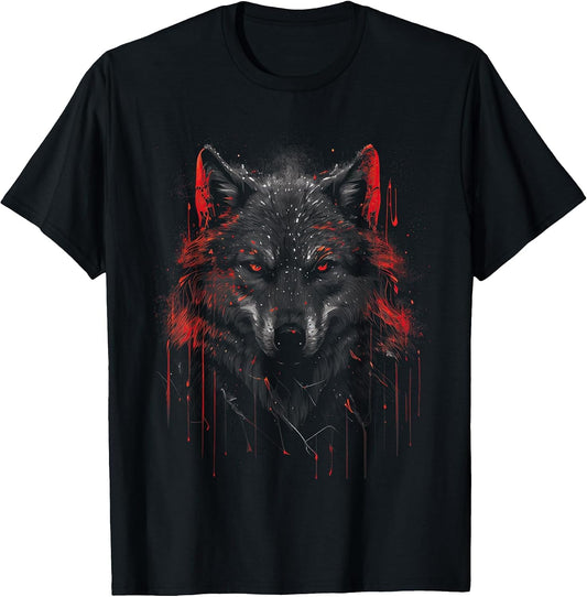 Wolf Dark Lone Moon Savage Mythical Wild Art T-Shirt
