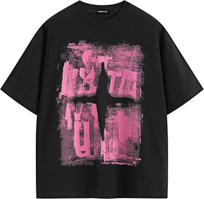 Vamtac Men's Oversized Letter Graphic T Shirt Y2K Vintage Tee Loose fit Urban Tee Streetwear Fashion Cotton Shirt