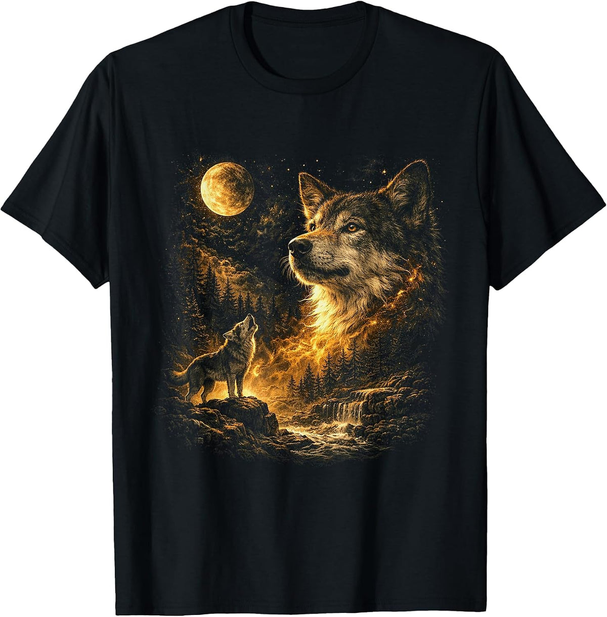 Wolf Howling to The Moon Vintage 90s Retro Animal T-Shirt