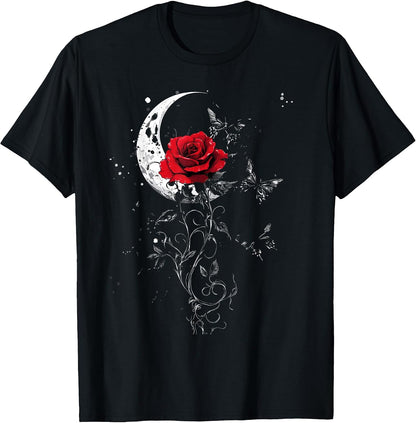 Moon Rose Flower Botanist Garden Flower Red Rose T-Shirt