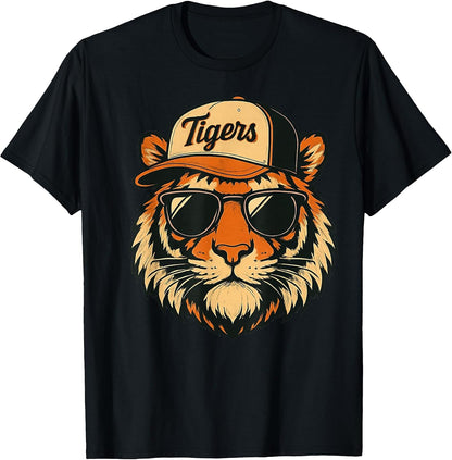 Cool Tiger with Sunglasses and Vintage Cap T-Shirt
