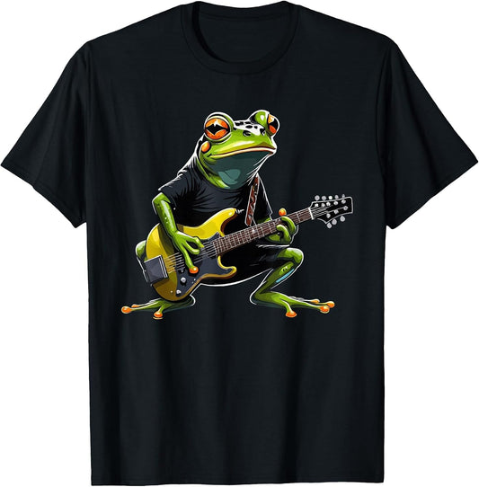 Frog Playing Electric Guitar, Frog Guitarist T-Shirt