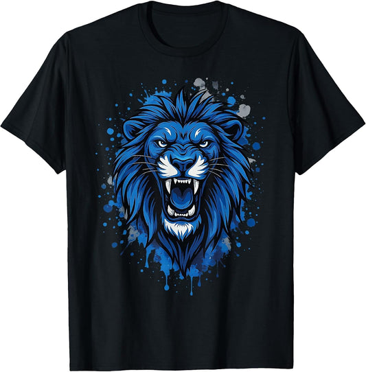 Blue Lion Fan Art – Sport Style Animal Graphic T-Shirt