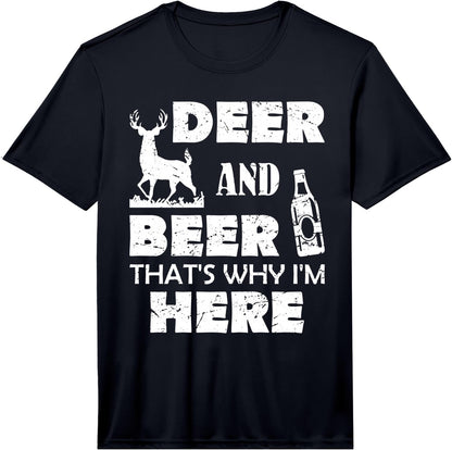 Men's Deer and Beer That's Why I'm Here Funny for Beer Lovers Men Performance T-Shirt