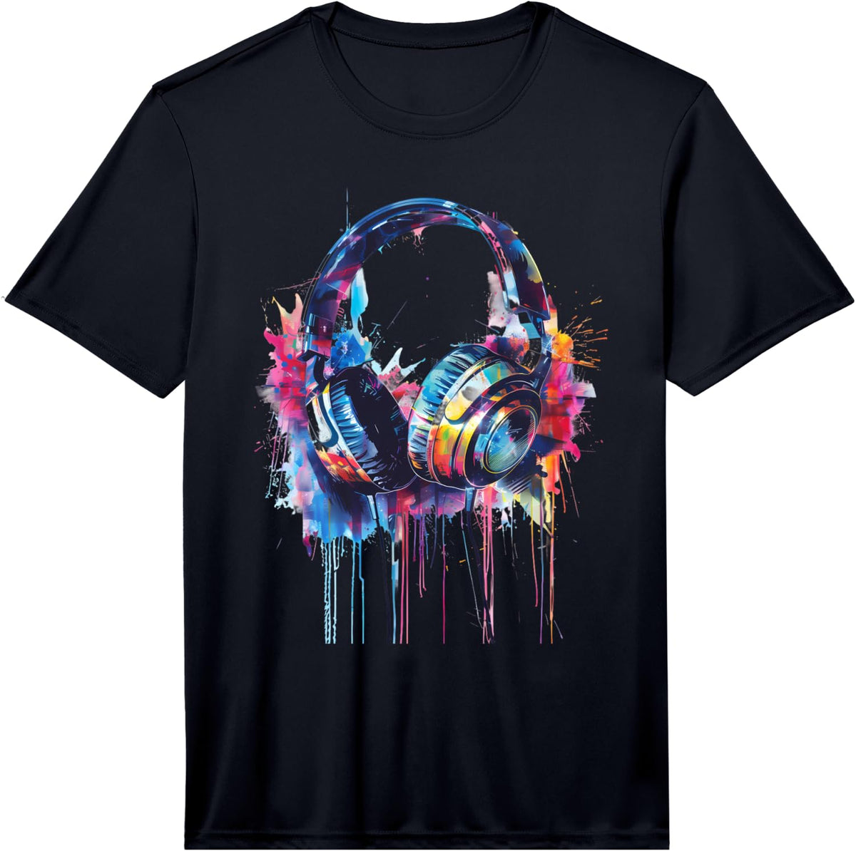 Headphones Music DJ Beatmaker Techno Splash House Music EDM Performance T-Shirt