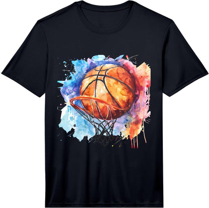 Basketball Colourful Basketball Lover Watercolor Drawing Performance T-Shirt