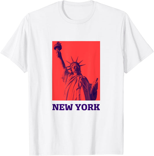 Enjoy Cool New York City Statue Of Liberty Skyline Graphic T-Shirt